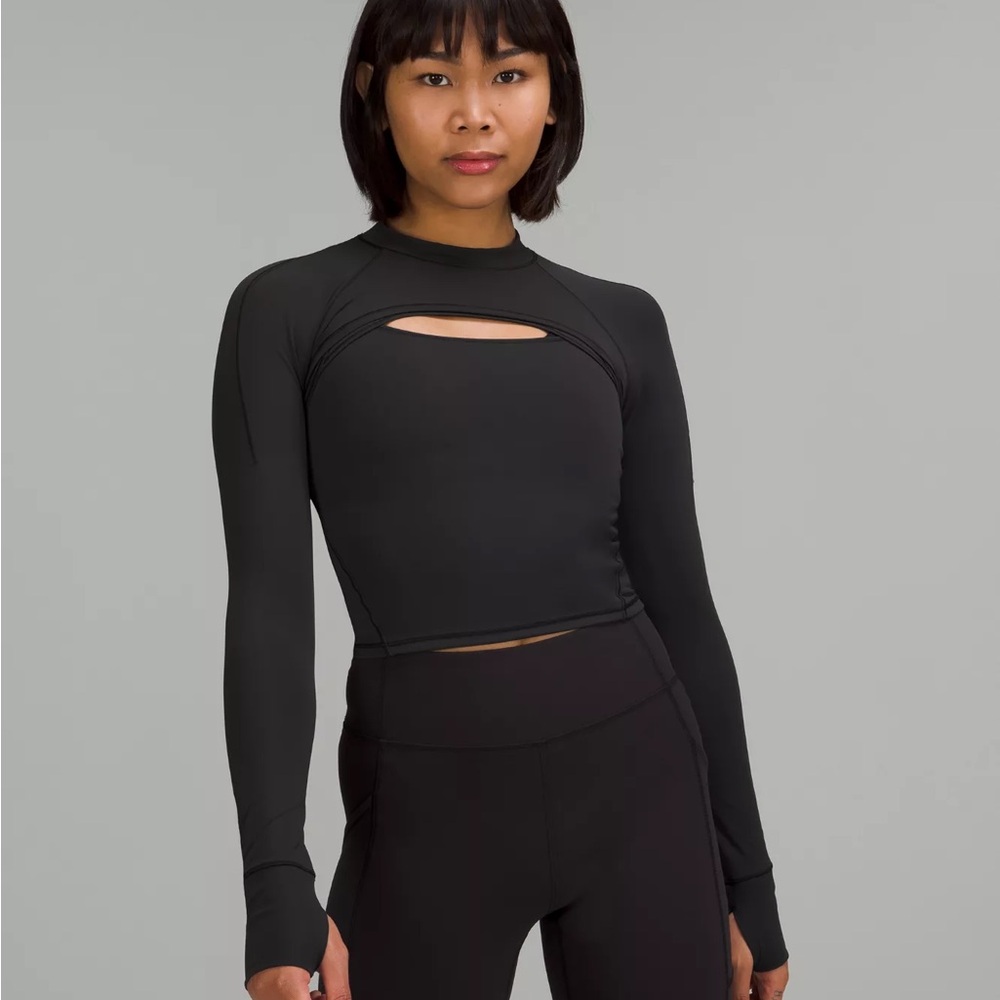 lululemon athletica Black Long Sleeve Cutout Crop Top